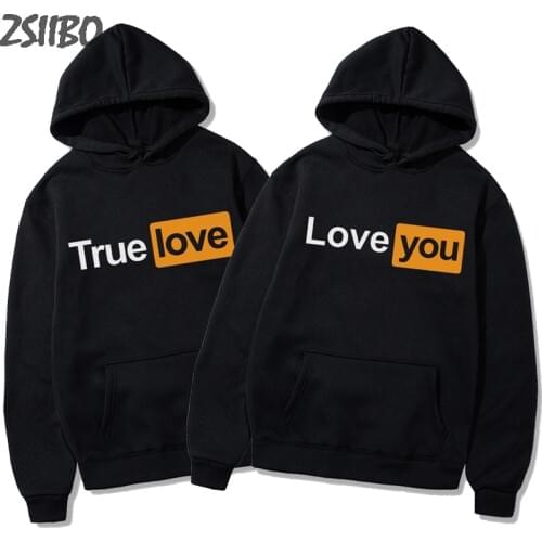Mens Hoodies True Love&Love you Letters Funny Print Harajuku Casual Mens Sweatshirts Male Hoodie Women Unisex Streetwear HipHop