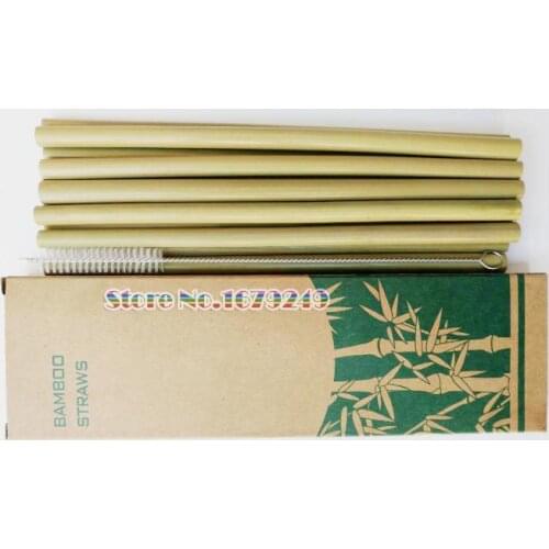 Bamboo Straws Sets Reusable Eco Friendly Handcrafted Natural Bamboo Drinking Straws and Cleaning Brush Free Shipping