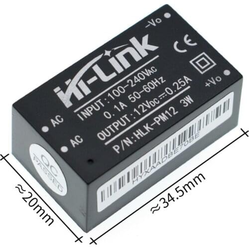 New 10pcs HLK-PM12 AC-DC 220V to 12V Buck Step Down Power Supply Module Converter Intelligent Household Switch