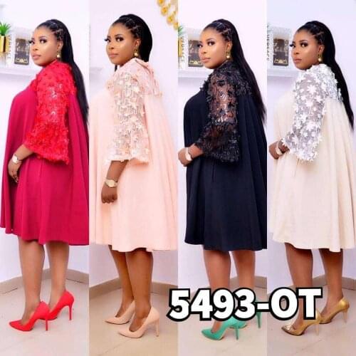 New style African womens Dashiki Fashion Christmas dresses Lace stitching loose dress size M XL 3XL 4XL BUST 118CM -130CM