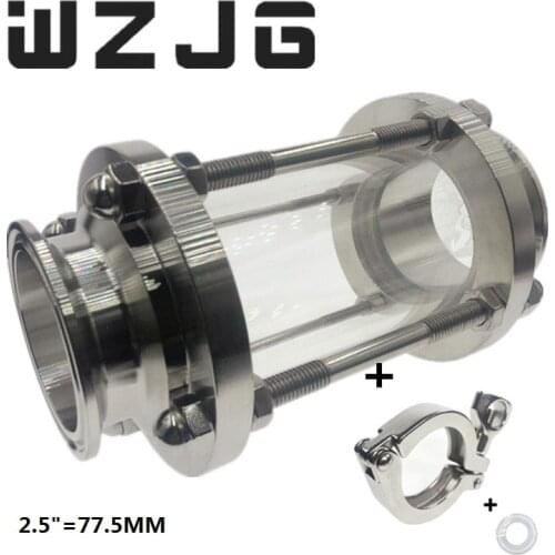 WZJG New 2.5" Tri Clamp Type Flow Sight Glass Diopter For Homebrew Diary Product Stainless Steel SS304 Ferrule OD 77.5MM
