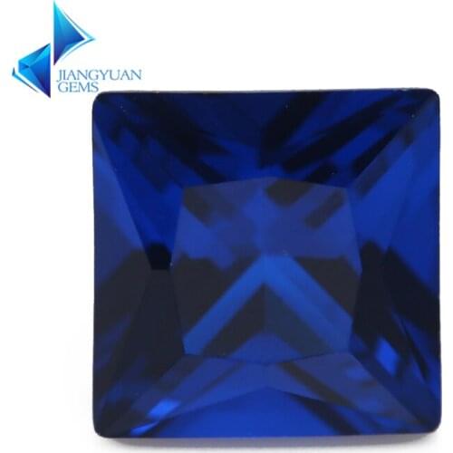 Size 3x3mm~10x10mm 112# Blue Square Shape Blue Stone Princess Cut Synthetic Spinel
