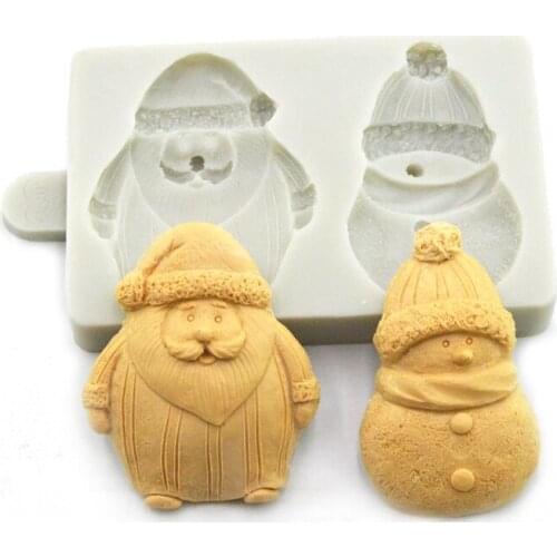 Christmas series fondant cake decoration silicone mold Santa Claus and Snowman chocolate silicone mold kitchen diy baking tool