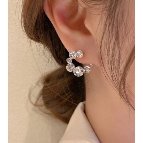 Small Rhinestones Circle Stud Earrings For Women Korean Style Delicate Simple Jewelry Shinning Earings bijoux