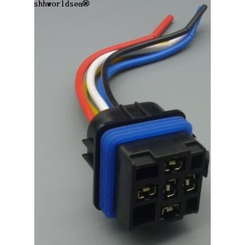 Shhworldsea 12V 24V 40A 4 Pin 5 Pin Automobile Relay Socket Waterproof Integrated Wired Auto Relay Holder With Wires