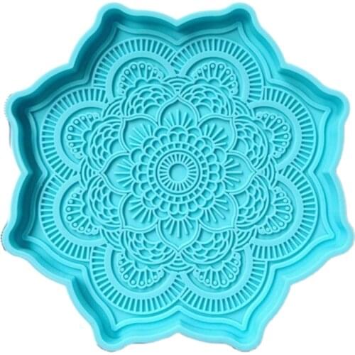 N0HE DIY Mandala Coaster Epoxy Resin Mold Round Tray Cup Mat Casting Silicone Mould