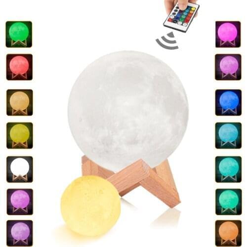 LED Night Light 3D Print Moon Lamp Touch Dimmable 16 Color 3D Bedroom Light Night Lamp Decorationr Lighting Birthday Gift DC 5V