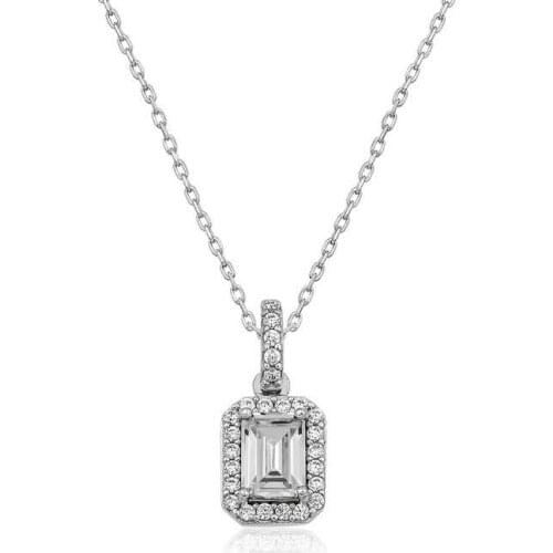 Tevuli 925 Sterling Silver Baguette Cubic Zirconia Women Necklace