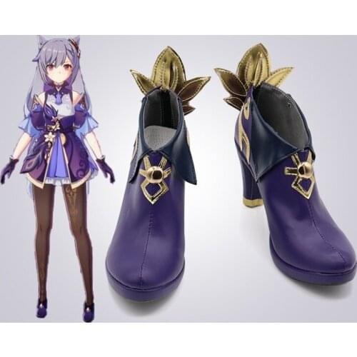 Unisex Anime Cos Keqing Cosplay Costumes Boots Shoes Halloween Christmas Party Custom Size