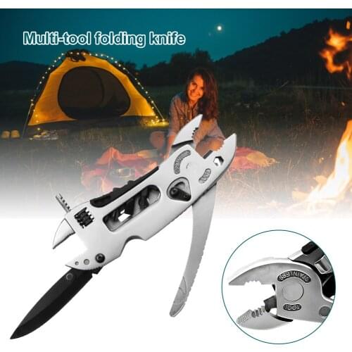 Utility Tool Fold Knife Travel Camp Plier Wrench Adjustable Tool Jaw Screwdriver Hike Hunt Survive Kit Multi-Fucntion Spanner