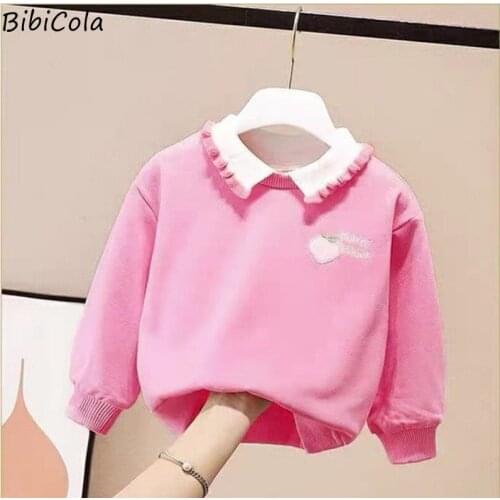 Baby Girls Spring And Autumn Clothes Lapel With Wood Ears Love Letter Embroidery Pattern Fashion Sweater