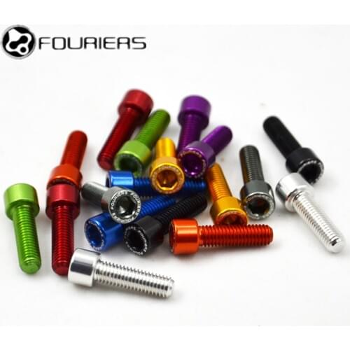 FOURIERS 2Pcs/set Bicycle Screw Colorful Aluminum Alloy M5x0.8x17mm Bottle Holder Screws Cycling MTB Bicycle Water Bottle Screw