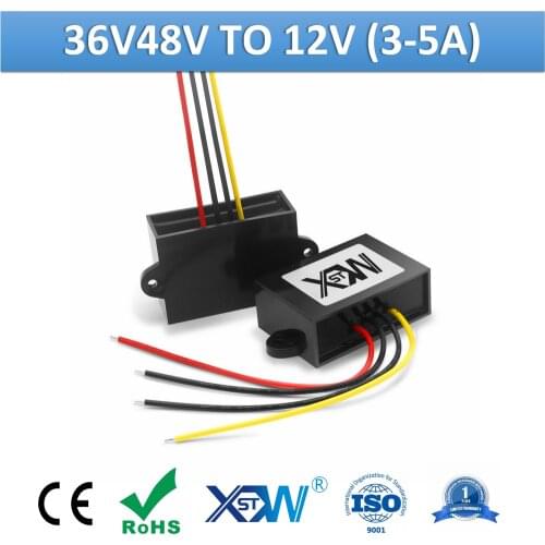 XWST 36v 48v to 12v DC DC Converter 3A 4A 5A Output ABS Plastic Waterproof IP67 Buck 12volts Voltage Regulator Car Power Supply