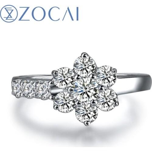 ZOCAI ORIENTAL STAR NATURAL 1.0 CT CERTIFIED F-G / SI ROUND CUT 18K WHITE GOLD DIAMOND ENGAGEMENT RING W00087