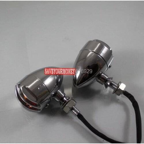 1PAIR chrome MOTORCYCLE Black FENCE Turn Signal Lights Blinker For Chopper Sportster Dyna Softail steed magna