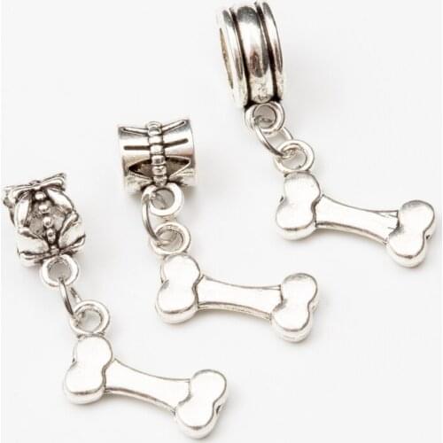 10pcs bone European Bead Vintage Silver Charms fit for pandora style Bracelets Necklace DIY Metal Jewelry Making JA600090