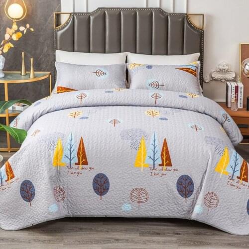 21Fashion Bedding Summer Quilt Bedspread Geometric Printed Patchwork Quilted Blanket Sides Coverlet Cubrecam Bed Cover Colcha