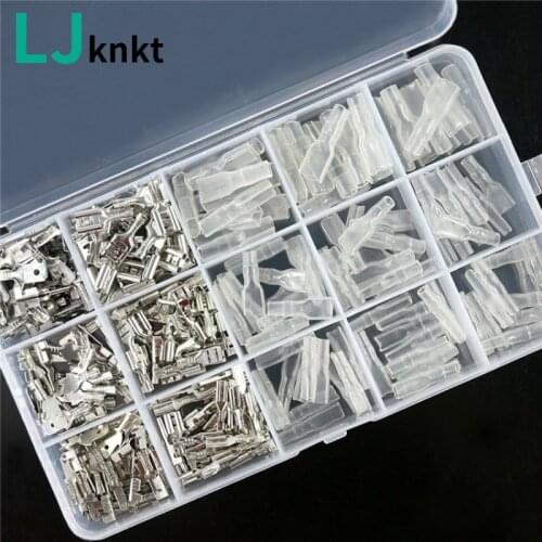 Box mounted 270pcs spring insert sheath 2.8 / 4.8 / 6.3 cold pressed set terminal block butt plug auto connectors terminals