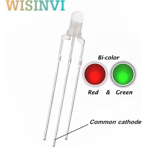 50PCS 3MM Diffused LED RED & GREEN Double Color DIP Common cathode LED Indicate light