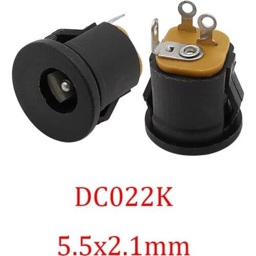 50Pcs/Lot DC022K 5.5x2.1mm DC Charging Socket Wire Connectors 5.5*2.1mm DC Power 3Pin Female Jack Interface Panel Mount Adapter