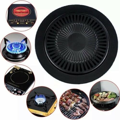 Non-Stick Smokeless Indoor Stovetop Barbecue BBQ Grill Barbecue Outdoor Shipping Plate Griddle Drop Kitchen Pan Portable U2P1