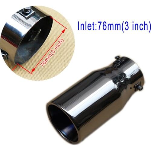 Black Car Muffler Tailpipe Cover Accessories Universal Steel 3" 76mm Inlet Rear Silencer Exhaust End Tail Tip Pipe Decoration
