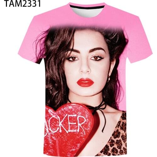 Net red Charli d'amelio 3D live print t-shirt men / women summer fashion casual round loose print childrens Short Sleeve Top
