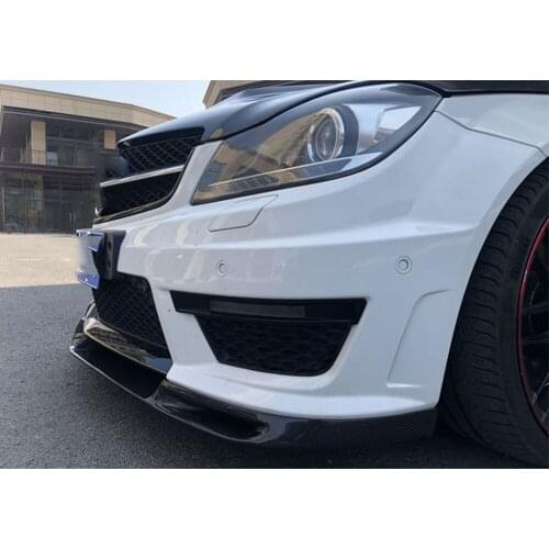 For C Class Carbon Fiber Front Bumper Lip Spoiler for Mecedes Benz W204 C63 AMG 2012-2014 FRP Head Chin Shovel Guard Car Styling