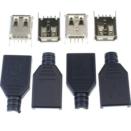 Have one to sell? Sell now 10Pcs USB2.0 Type-A Plug 4 Pin Female Adapter Connector Black Plastic Cove