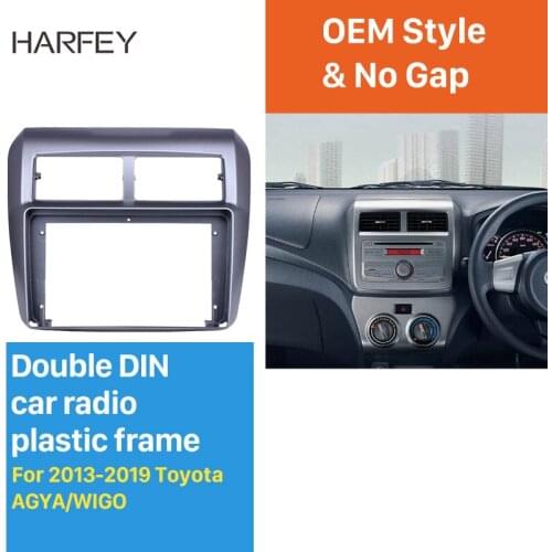 Harfey Silver car radio Frame 9 inch for 2013 2014 2015 2016 2017 2018 2019 Toyota AGYA/WIGO Audio Dash Trim Fascia Panel Kit