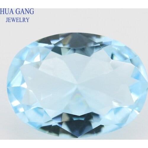 Synthetic Gems Aquamarine Glass Stones Oval Shape Wholesale Jewelry Beads Glass Gems Beads Free Shipping