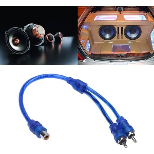 1pc 30cm 2 RCA Male to 1 RCA Female Copper Aluminum Cable for Car Audio Plated Coaxial Aux Cable For Laptop TV DVD Amplifier