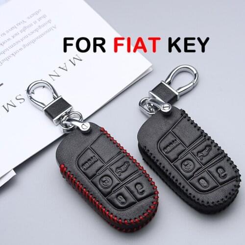 KUKAKEY Leather Car Key Cover Case For Fiat 500 e Punto Bravo Doblo Fiorino Freemont Palio Auto Key Bag Shell Skin Car Styling
