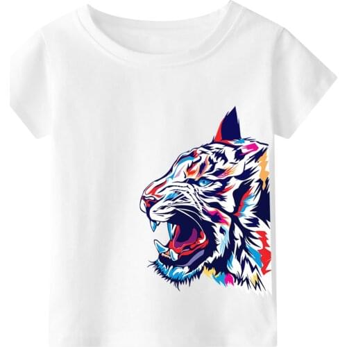 Evervolve Summer Boys' Casual Cotton Tiger Print Short Sleeve T-Shirt