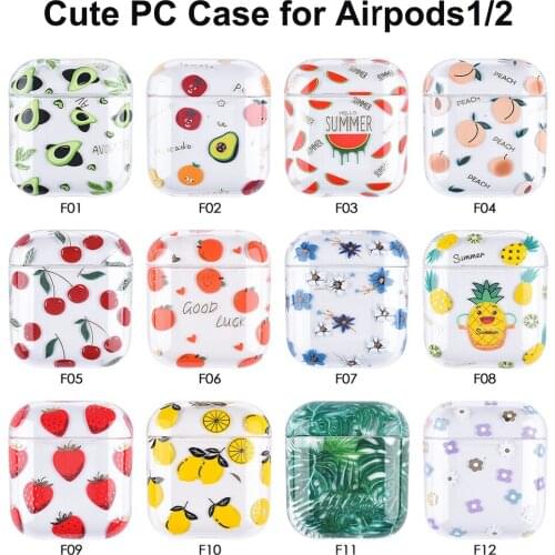 Fashion Cute PC Earphone Bag for Apple Airpods Case Fruits Avocado Headphone Shell Protective Cover for airpods2 Carry Cases