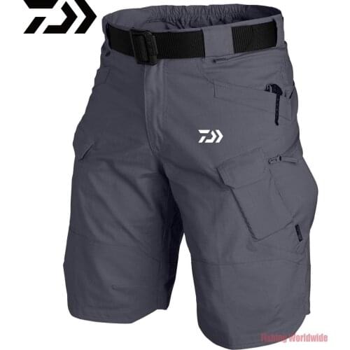Men Tactical DAIWA Fishing Shorts Upgraded Waterproof Multi-pocket Short Pants Outdoor Hunting Fishing Military Cargo Shorts
