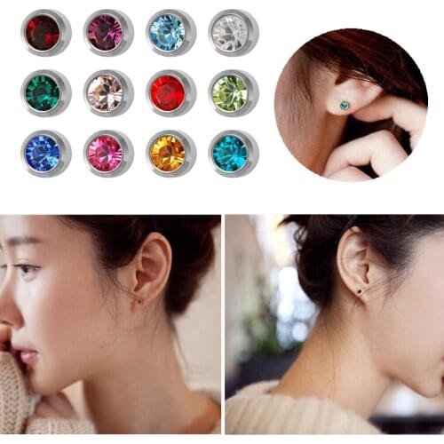 12 Pairs Disposable Rhinestone Piercing Tool Set Ear Piercing Gun Earrings Medical Steel Earring 3mm Fashion Jewelry