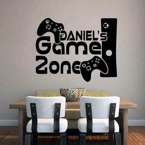Wall Decal with Custom Name Console Game Zone Gamer D1022