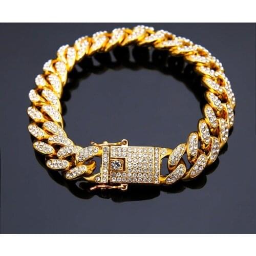 Sells Cuban Bracelets, Closely Drills Cuban Chains, Hiphop Jewelry, Cross-border E-commerce Sources Men Jewelry Bracelet
