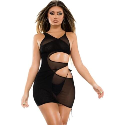 Sheer Mesh Sexy Summer Dress 2021 Party Mini Womens Dresses Hollow Out Transparent Skinny Tank Robe Bodycon Sleeveless Clubwear