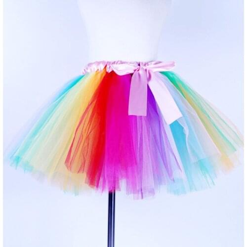 Fluffy tulle kids children girl tutu rainbow skirt toddler baby mini costume ball gown party ballet dance wedding pettiskirt