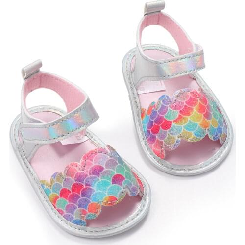 Mermaid New Summer Baby Girls 3-6 Months Cartoon First Walkers Soft Sole Infant Toddler Crib Shoes Baby Girls Slippers