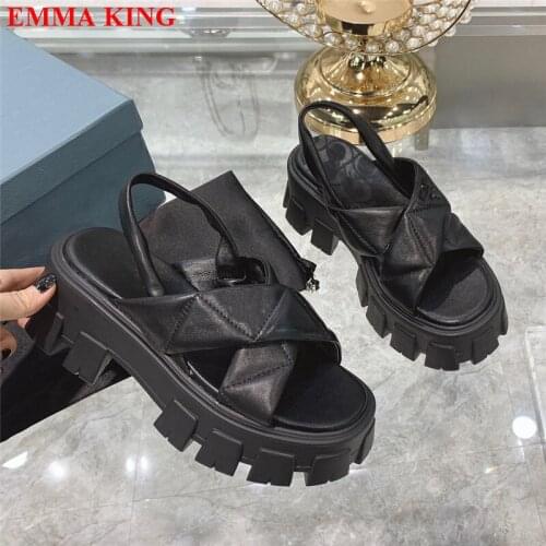 New Fashion Summer Thick Sole Women Sandals Laides Platform Cross-tied Gladiator Sandals Leather Back Strap Party Shoes Woman