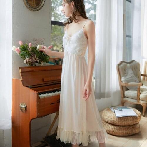 Sexy Spaghetti Strap Sleepwear Night Dress Women Summer Plus Size Elegant Ladies Princess Dress Cool Nightgown Long Dress