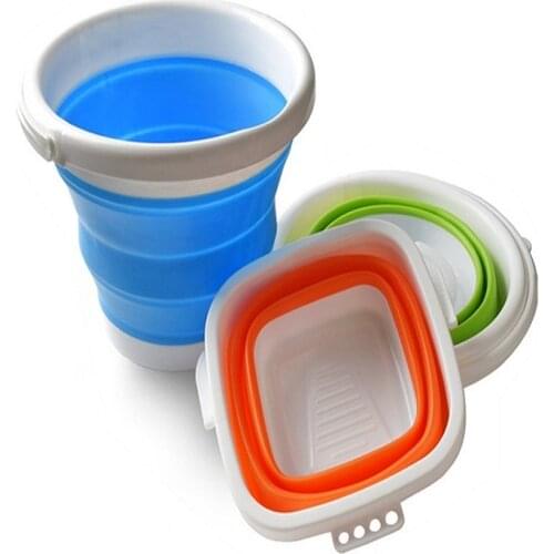 Silicone Bucket for Fishing Promotion Folding Bucket Car Wash Outdoor Fishing Supplies Square 10L Bathroom Kitchen Camp Bucket