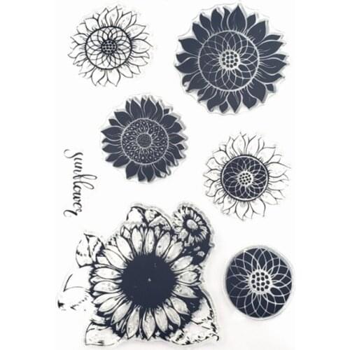 Combination Sunflower Transparent Clear Silicone Stamp Seal Scrapbooking Stencil Coloring Diary Accessories Decorative Supplies