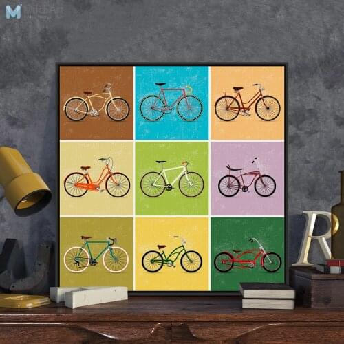 Modern Minimalist Travel Vintage Retro Bike Bicycle A4 Art Print Poster Hipster Wall Picture Canvas Painting Custom Home Decor
