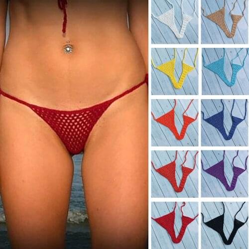 Super Mini Micro G-strings Thongs Red Sexy Bikini Bottom Hot Womens Swimwear Crochet Brazilian Side String Tie Thong