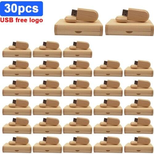 30pcs/lot For wedding USB Flash Drive Pen Drive wooden usb2.0+box8GB 128GB 64GB 32GB Pendrive USB Memory Stick Personalize logo