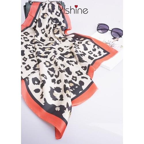 Yishine 70x70cm Autumn Winter Red Green Blue Leopard Prints Polyester Scarves for Women New Design Brand Small Square Silk Scarf